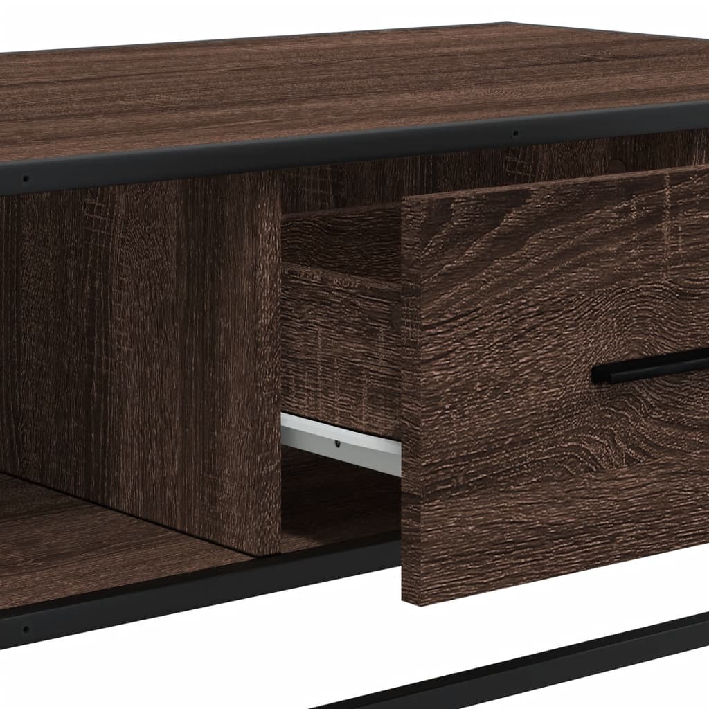 Table basse chêne marron 100x57x35cm bois d'ingénierie et métal XIOS