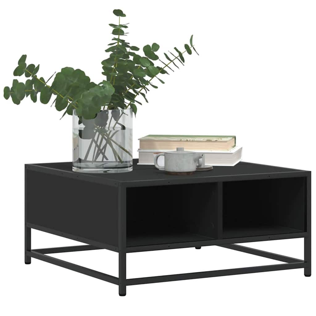 Table basse noir 60,5x60,5x30 cm bois d'ingénierie et métal - XIOS