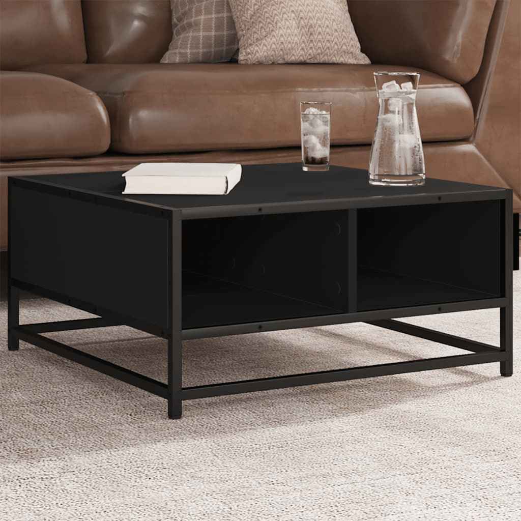 Table basse noir 60,5x60,5x30 cm bois d'ingénierie et métal - XIOS