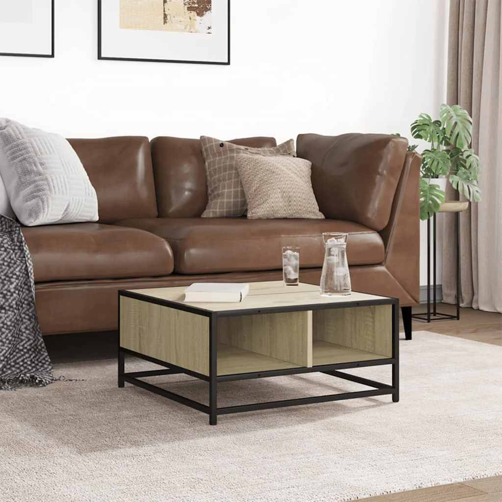 Table basse chêne sonoma 60,5x60,5x30cm bois d'ingénierie/métal - XIOS