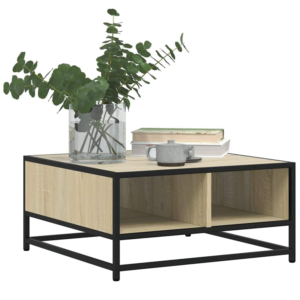 Table basse chêne sonoma 60,5x60,5x30cm bois d'ingénierie/métal - XIOS