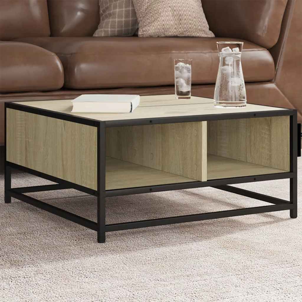 Table basse chêne sonoma 60,5x60,5x30cm bois d'ingénierie/métal - XIOS