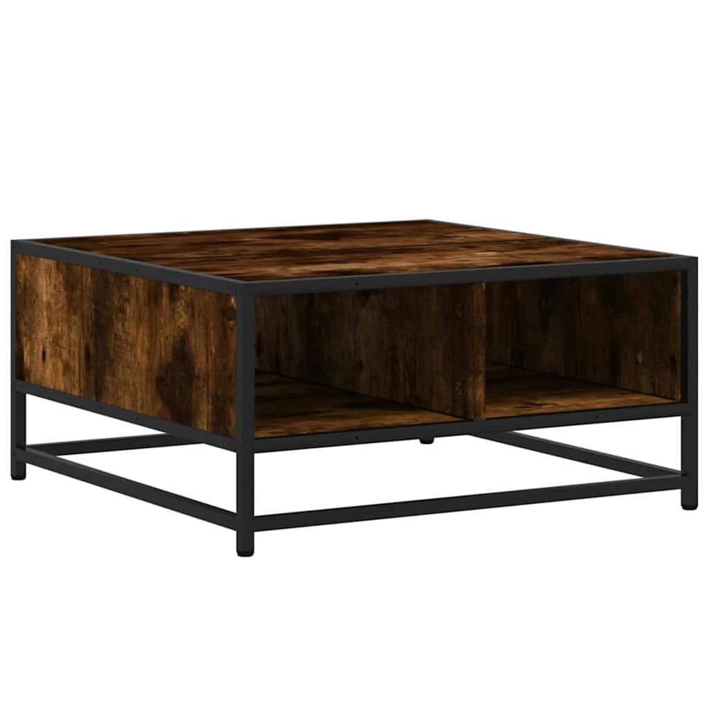 Table basse chêne fumé 60,5x60,5x30 cm bois d'ingénierie/métal - XIOS