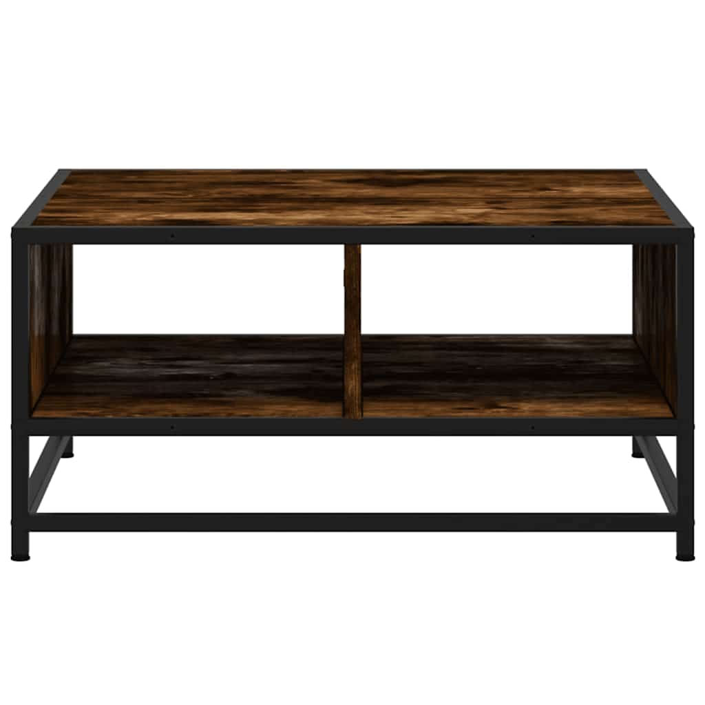 Table basse chêne fumé 60,5x60,5x30 cm bois d'ingénierie/métal - XIOS