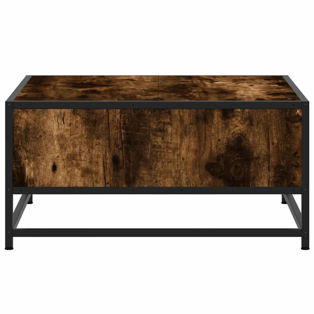 Table basse chêne fumé 60,5x60,5x30 cm bois d'ingénierie/métal - XIOS