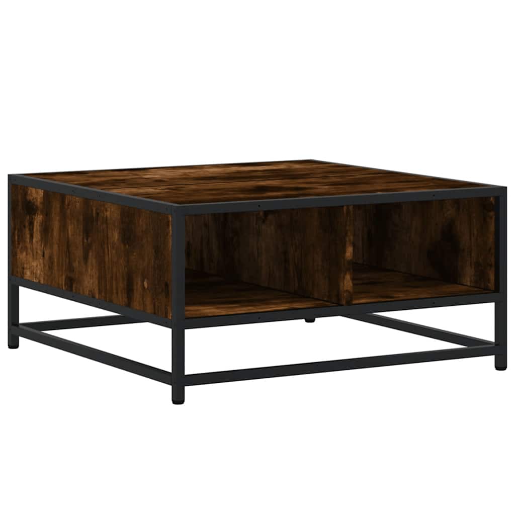 Table basse chêne fumé 60,5x60,5x30 cm bois d'ingénierie/métal - XIOS