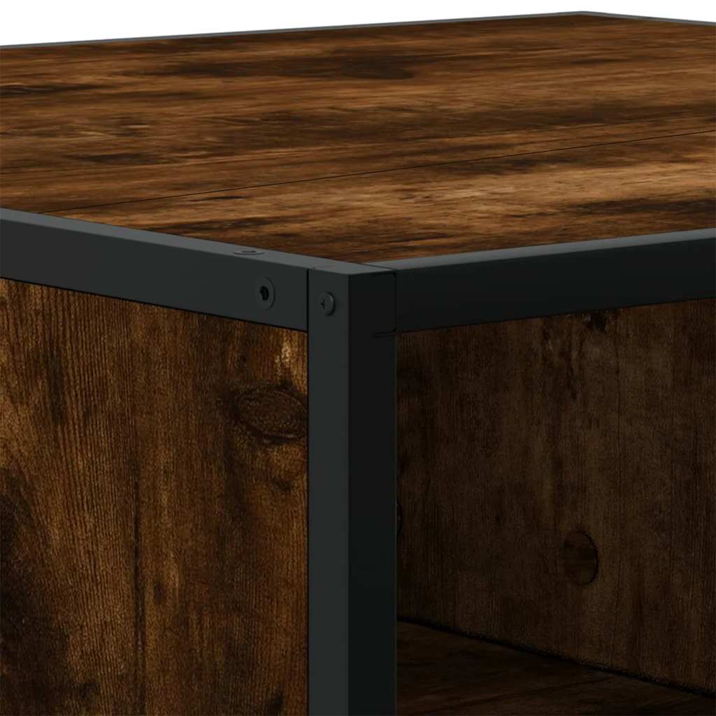 Table basse chêne fumé 60,5x60,5x30 cm bois d'ingénierie/métal - XIOS