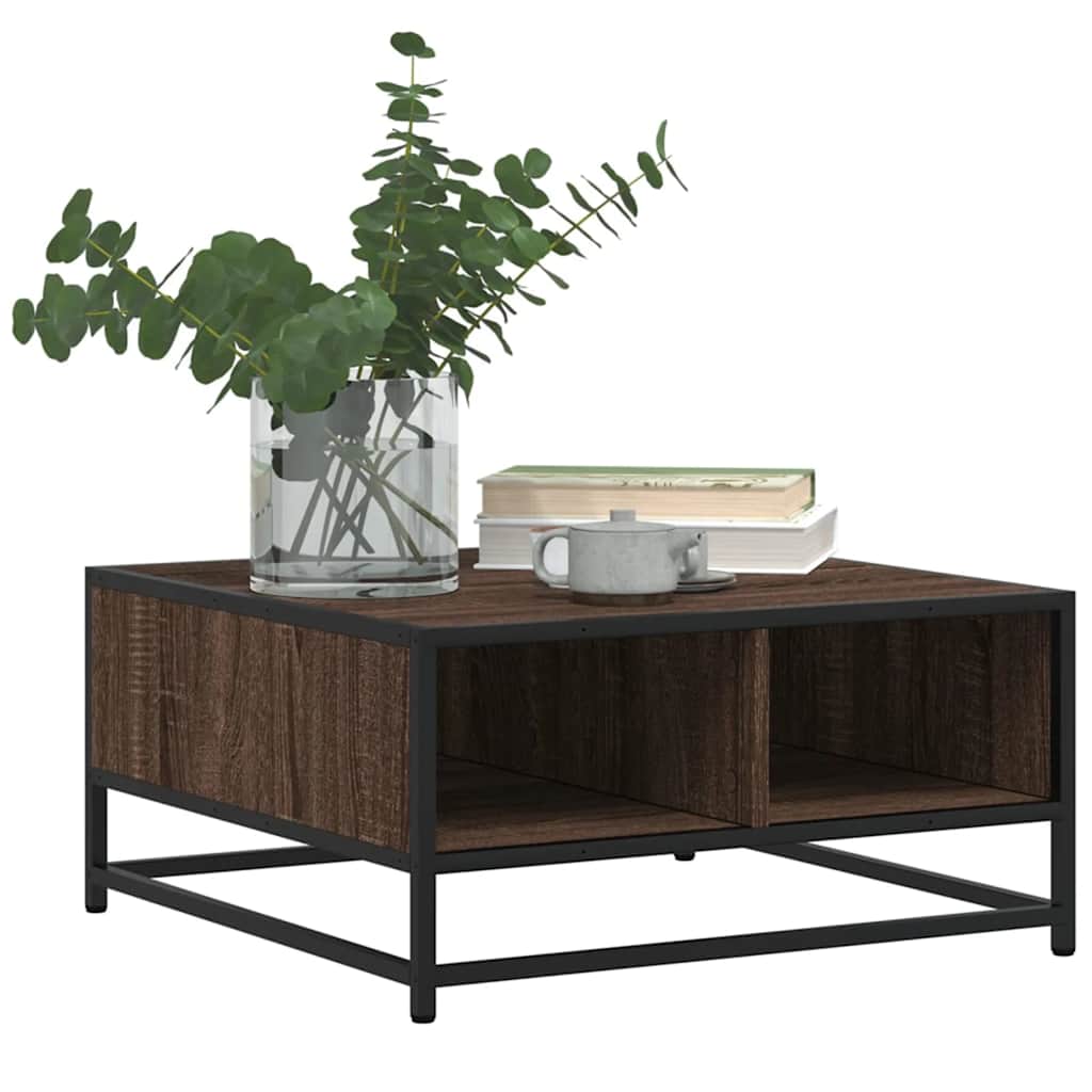 Table basse chêne marron 60,5x60,5x30cm bois d'ingénierie/métal - XIOS