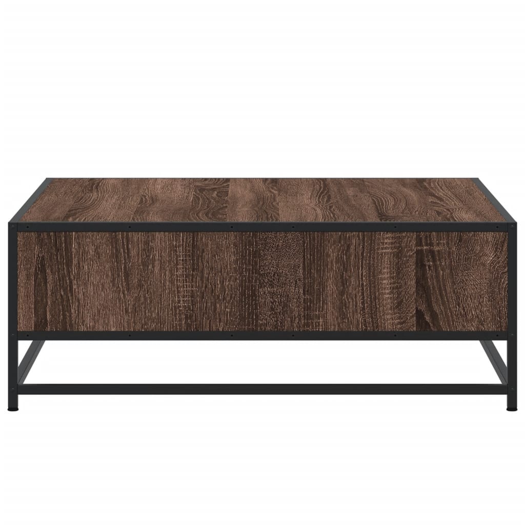 Table basse chêne marron 80x80x30 cm bois d'ingénierie et métal - XIOS