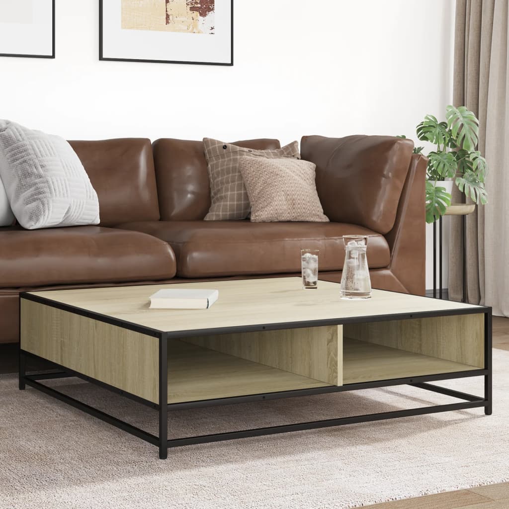 Table basse chêne sonoma 100x100x30 cm bois d'ingénierie/métal - XIOS