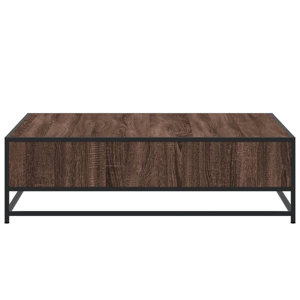 Table basse chêne marron 100x100x30 cm bois d'ingénierie/métal - XIOS