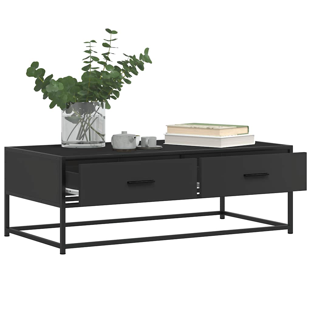 Table basse noir 100x50x35 cm bois d'ingénierie et métal - XIOS