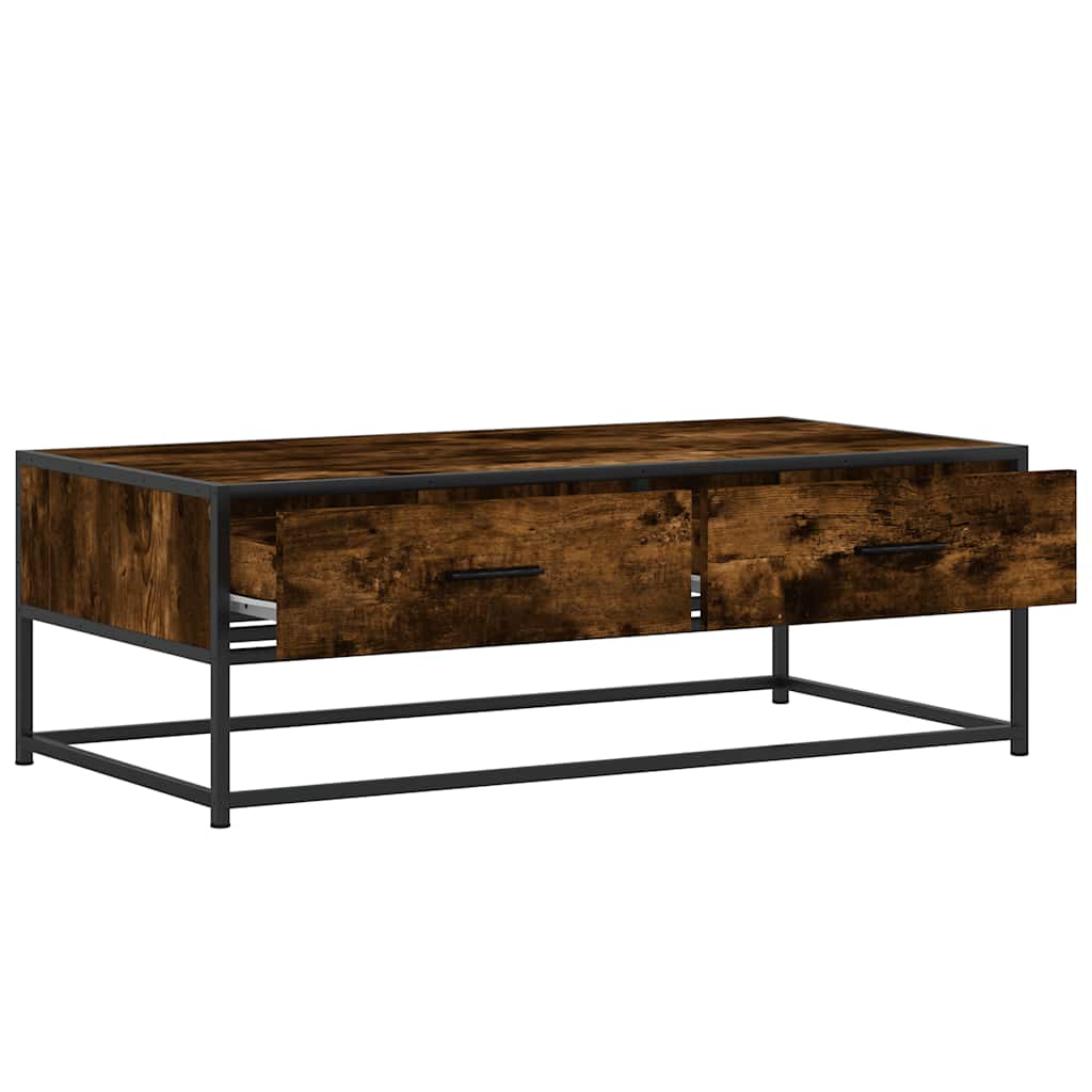 Table basse chêne fumé 100x50x35 cm bois d'ingénierie et métal - XIOS