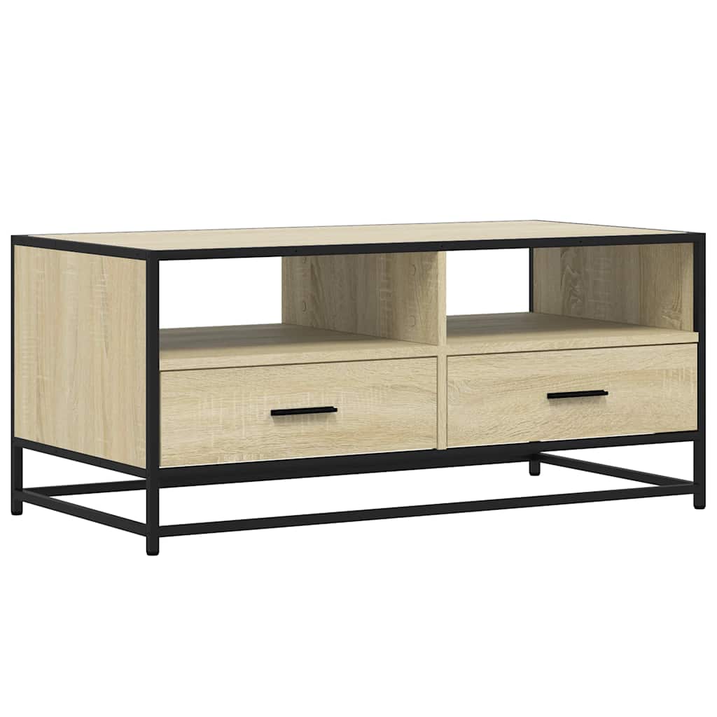 Table basse chêne sonoma 100x50x45cm bois d'ingénierie et métal XIOS
