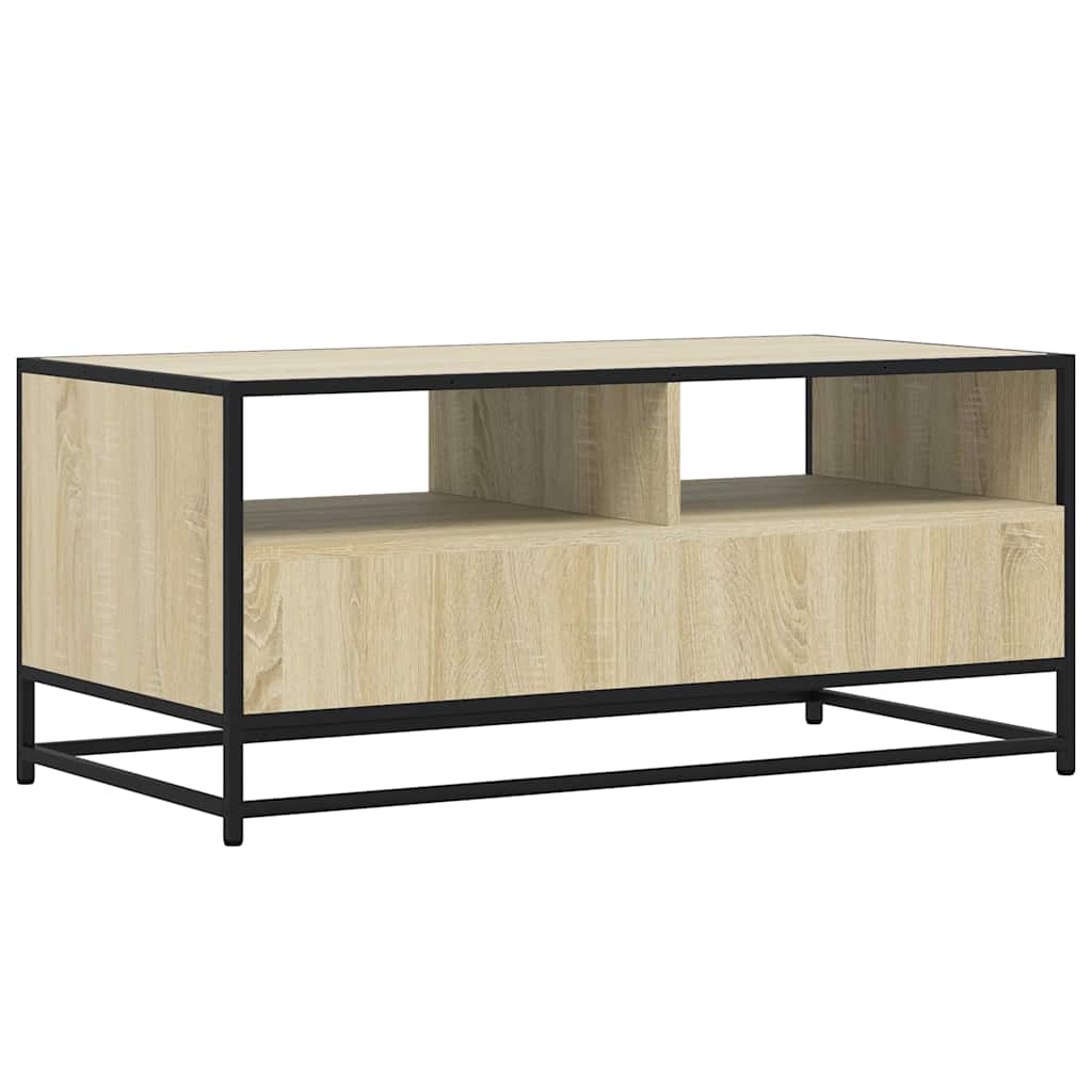 Table basse chêne sonoma 100x50x45cm bois d'ingénierie et métal XIOS