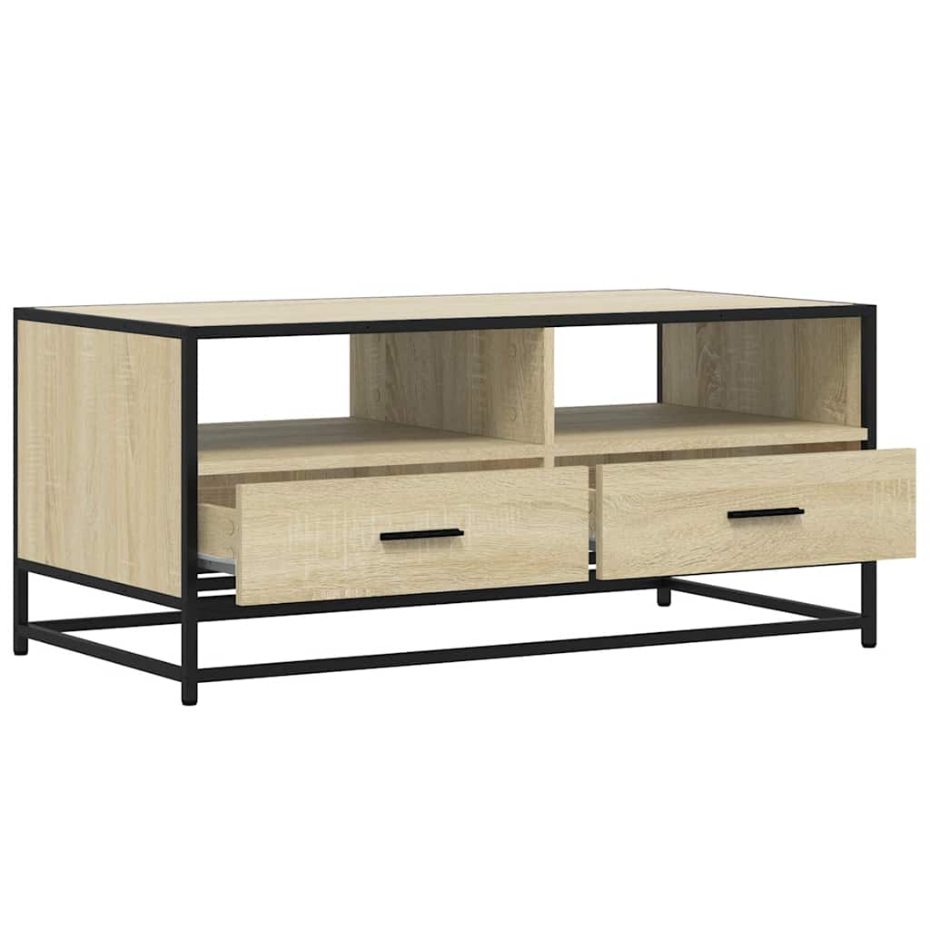 Table basse chêne sonoma 100x50x45cm bois d'ingénierie et métal XIOS