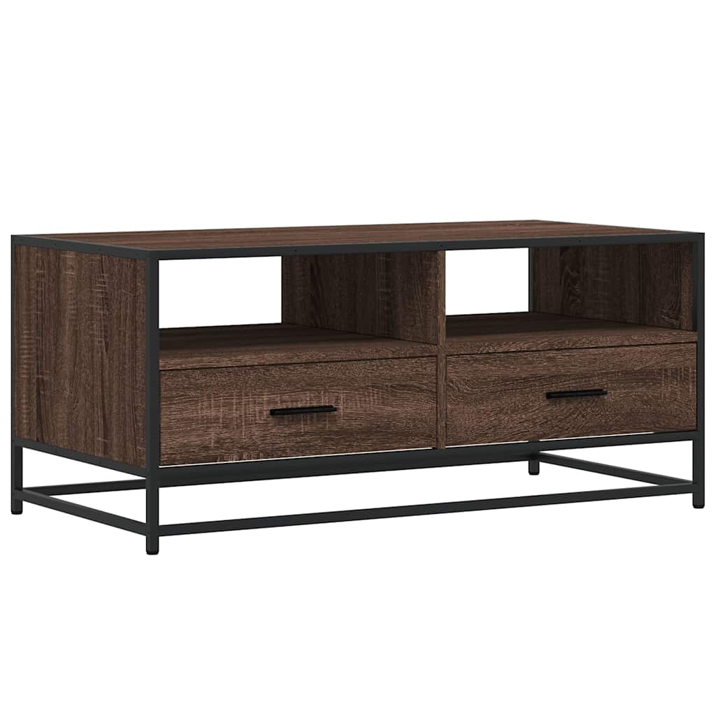 Table basse chêne marron 100x50x45cm bois d'ingénierie et métal XIOS