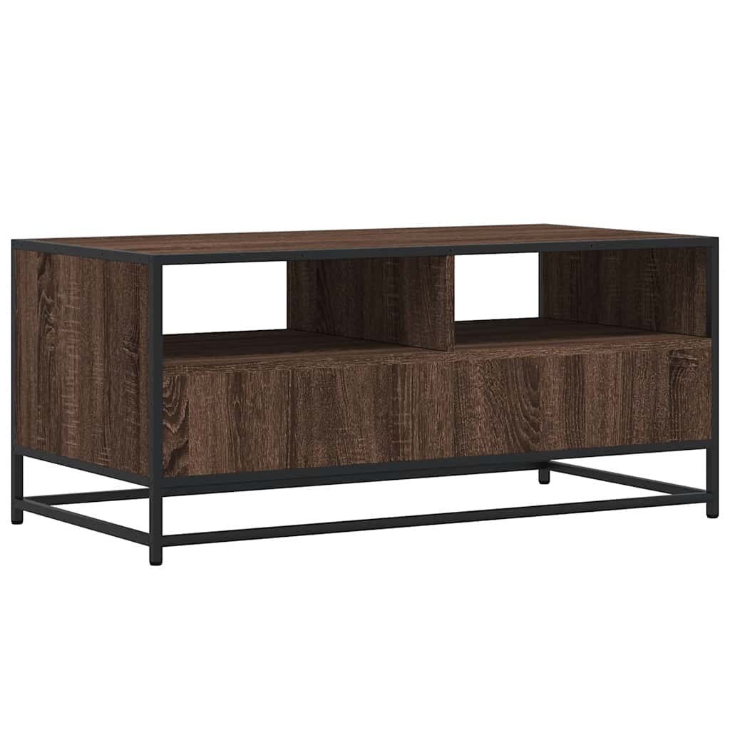 Table basse chêne marron 100x50x45cm bois d'ingénierie et métal XIOS