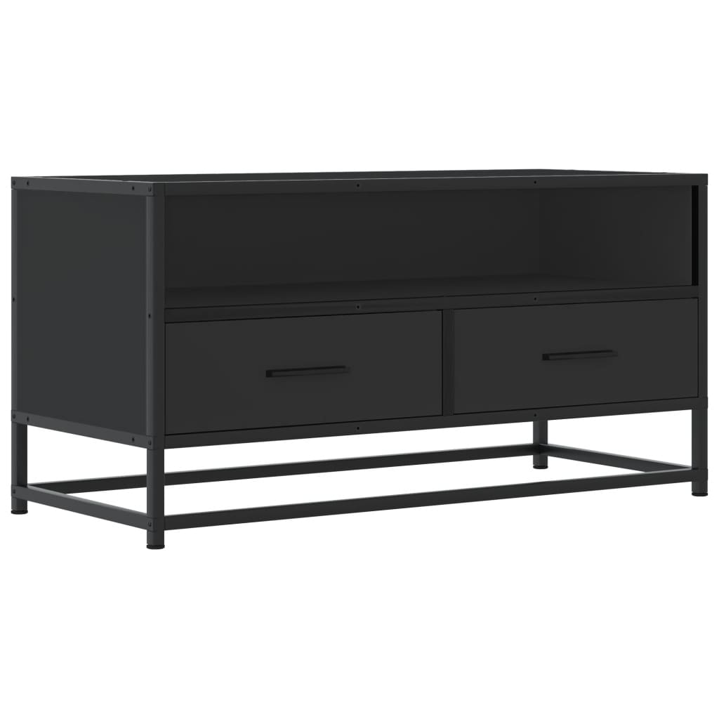 Meuble TV noir 80x34,5x40 cm bois d'ingénierie et métal - XIOS