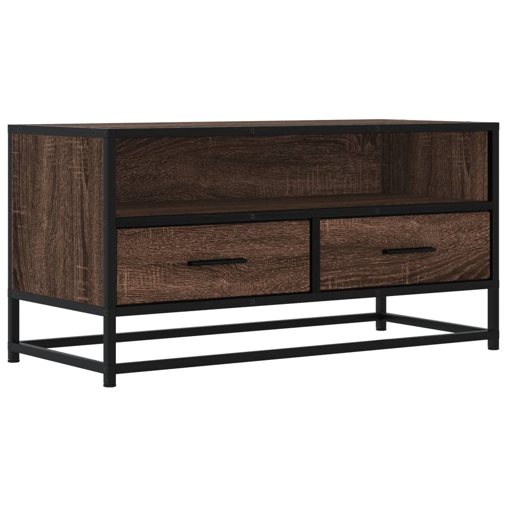Meuble TV chêne marron 80x34,5x40 cm bois d'ingénierie et métal - XIOS