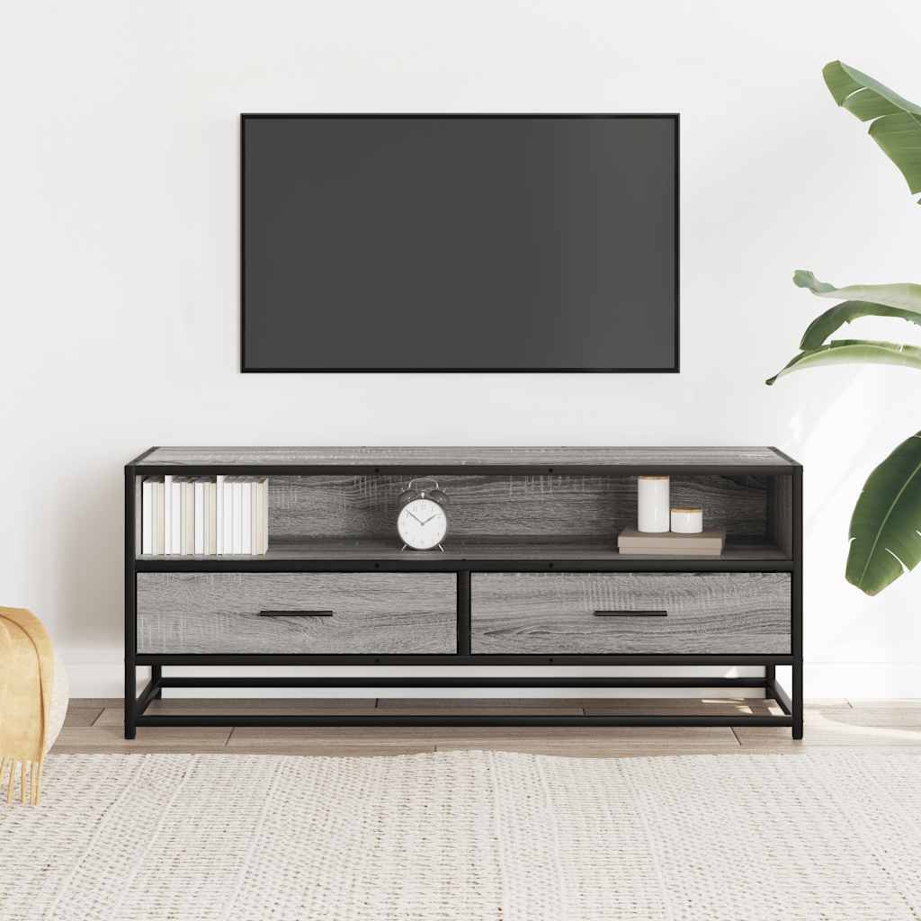Meuble TV sonoma gris 100x34,5x40 cm bois d'ingénierie et métal Meubles TV vidaXL
