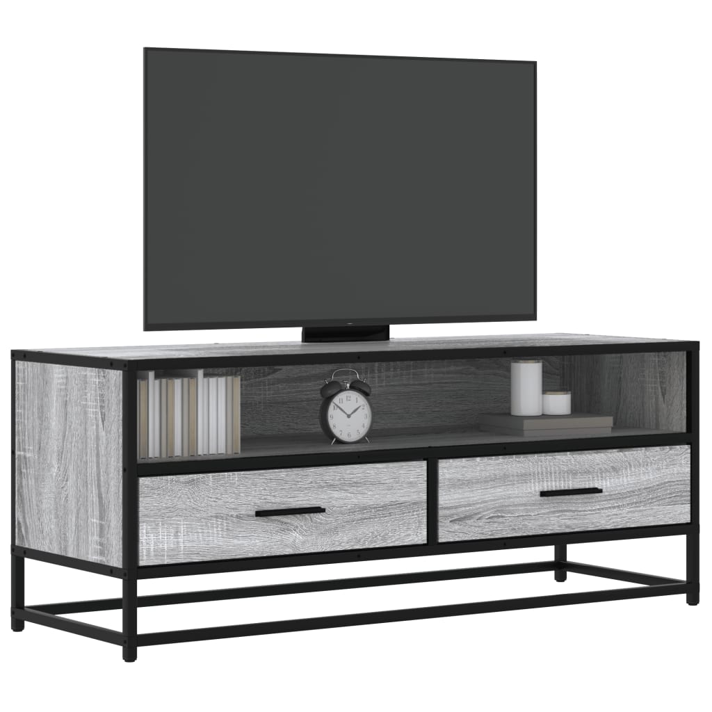 Meuble TV sonoma gris 100x34,5x40 cm bois d'ingénierie et métal Meubles TV vidaXL