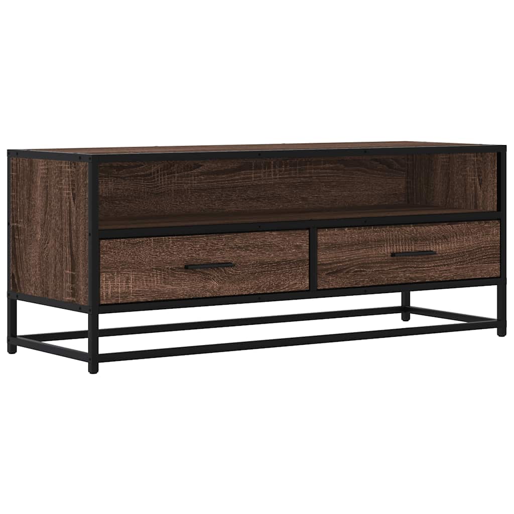 Meuble TV chêne marron 100x34,5x40cm bois d'ingénierie et métal Meubles TV vidaXL