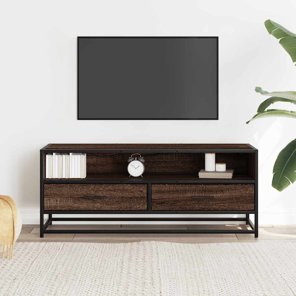 Meuble TV chêne marron 100x34,5x40cm bois d'ingénierie et métal Meubles TV vidaXL