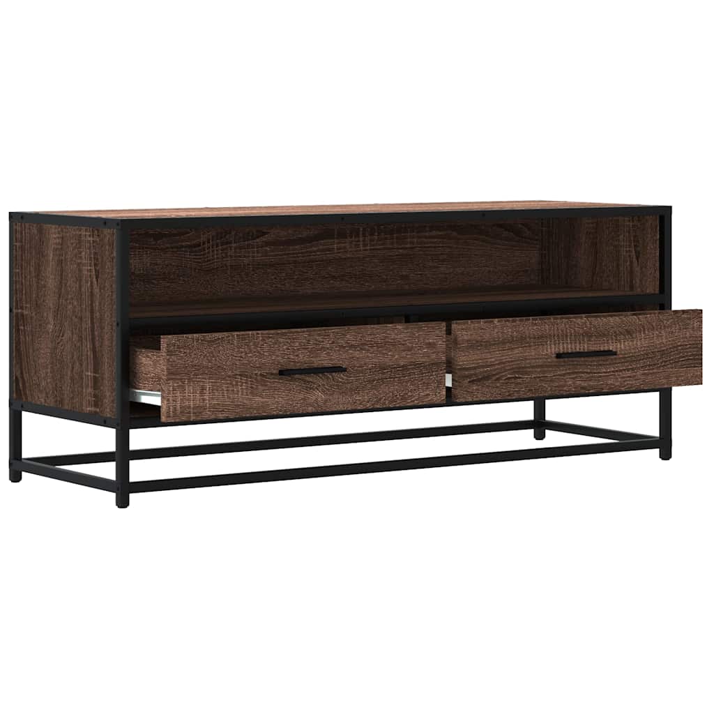 Meuble TV chêne marron 100x34,5x40cm bois d'ingénierie et métal Meubles TV vidaXL