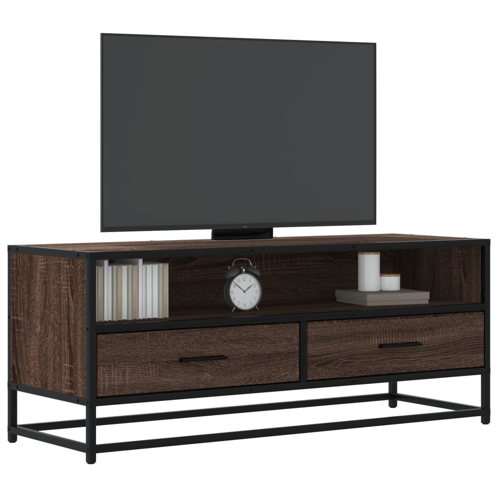 Meuble TV chêne marron 100x34,5x40cm bois d'ingénierie et métal Meubles TV vidaXL