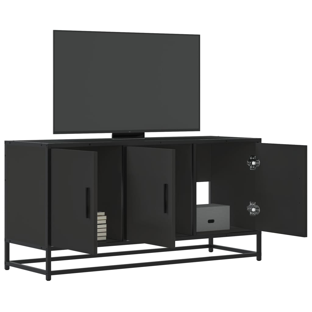 Meuble TV noir 100x35x50 cm bois d'ingénierie et métal Meubles TV vidaXL   