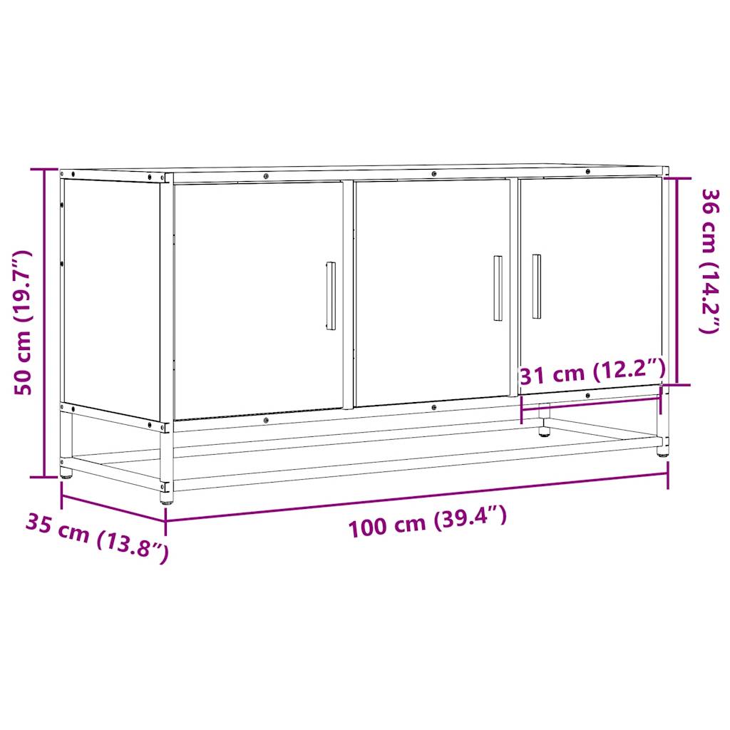 Meuble TV chêne sonoma 100x35x50 cm bois d'ingénierie et métal Meubles TV vidaXL   
