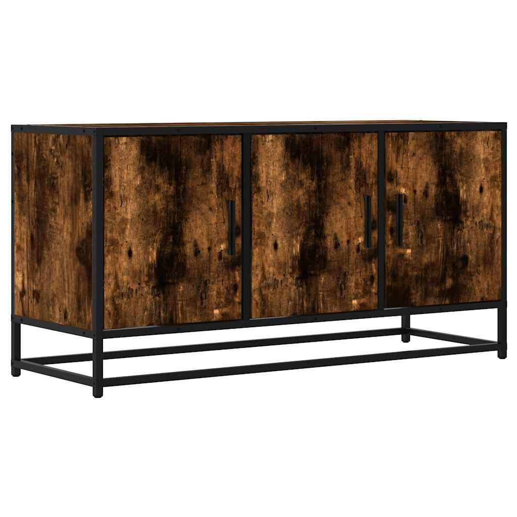 Meuble TV chêne fumé 100x35x50 cm bois d'ingénierie et métal Meubles TV vidaXL   