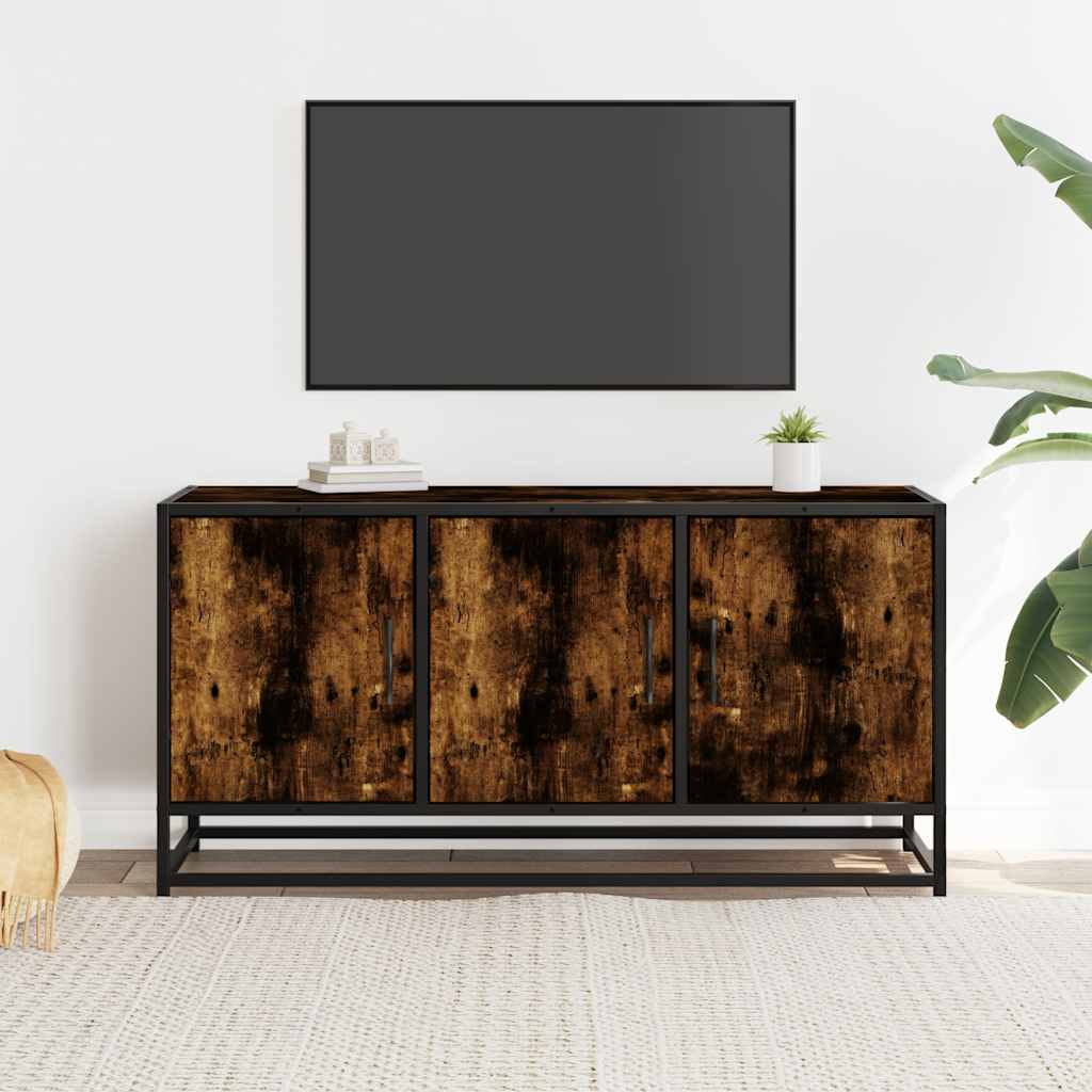 Meuble TV chêne fumé 100x35x50 cm bois d'ingénierie et métal Meubles TV vidaXL   