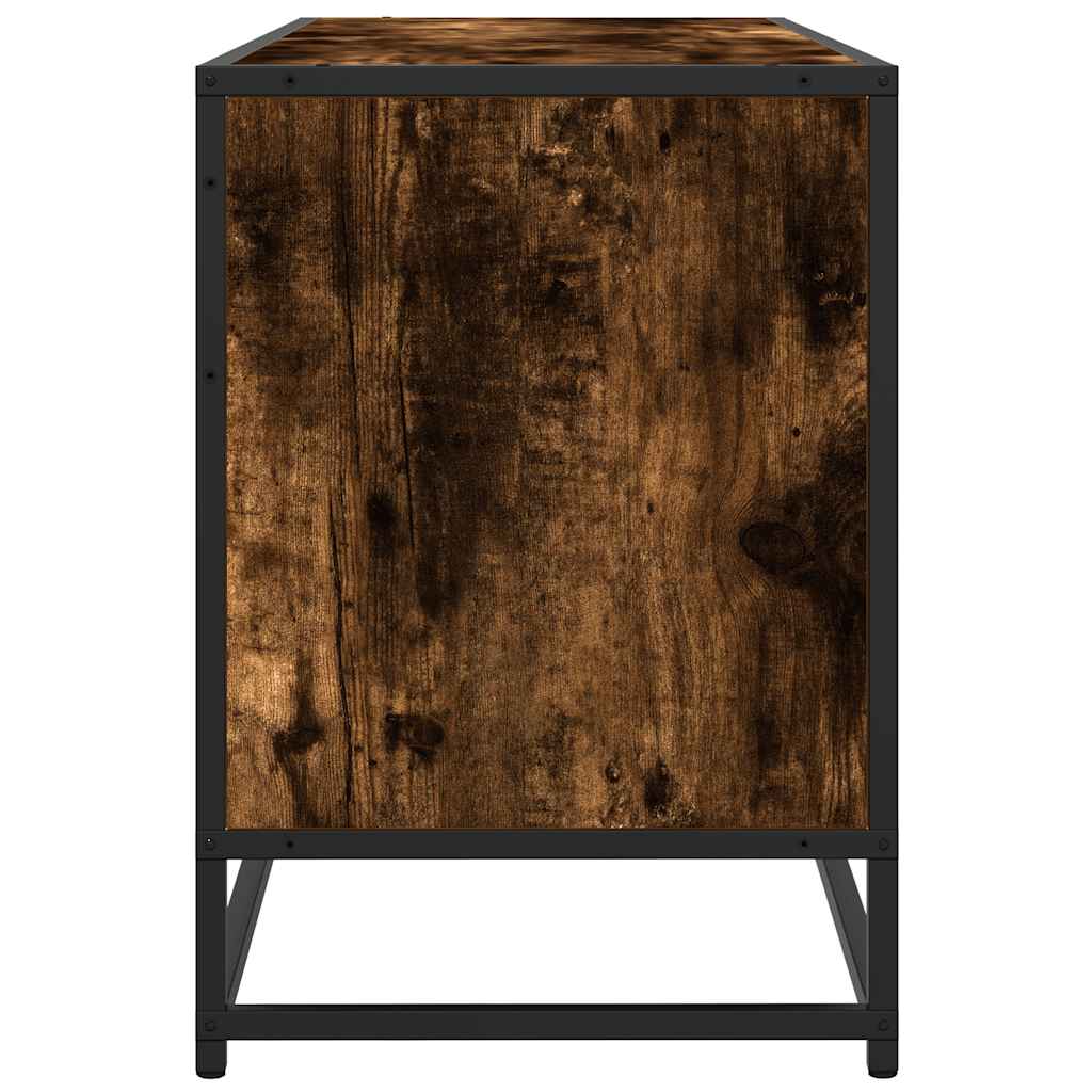 Meuble TV chêne fumé 100x35x50 cm bois d'ingénierie et métal Meubles TV vidaXL   