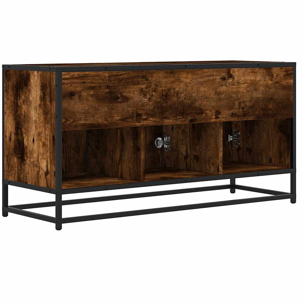 Meuble TV chêne fumé 100x35x50 cm bois d'ingénierie et métal Meubles TV vidaXL   