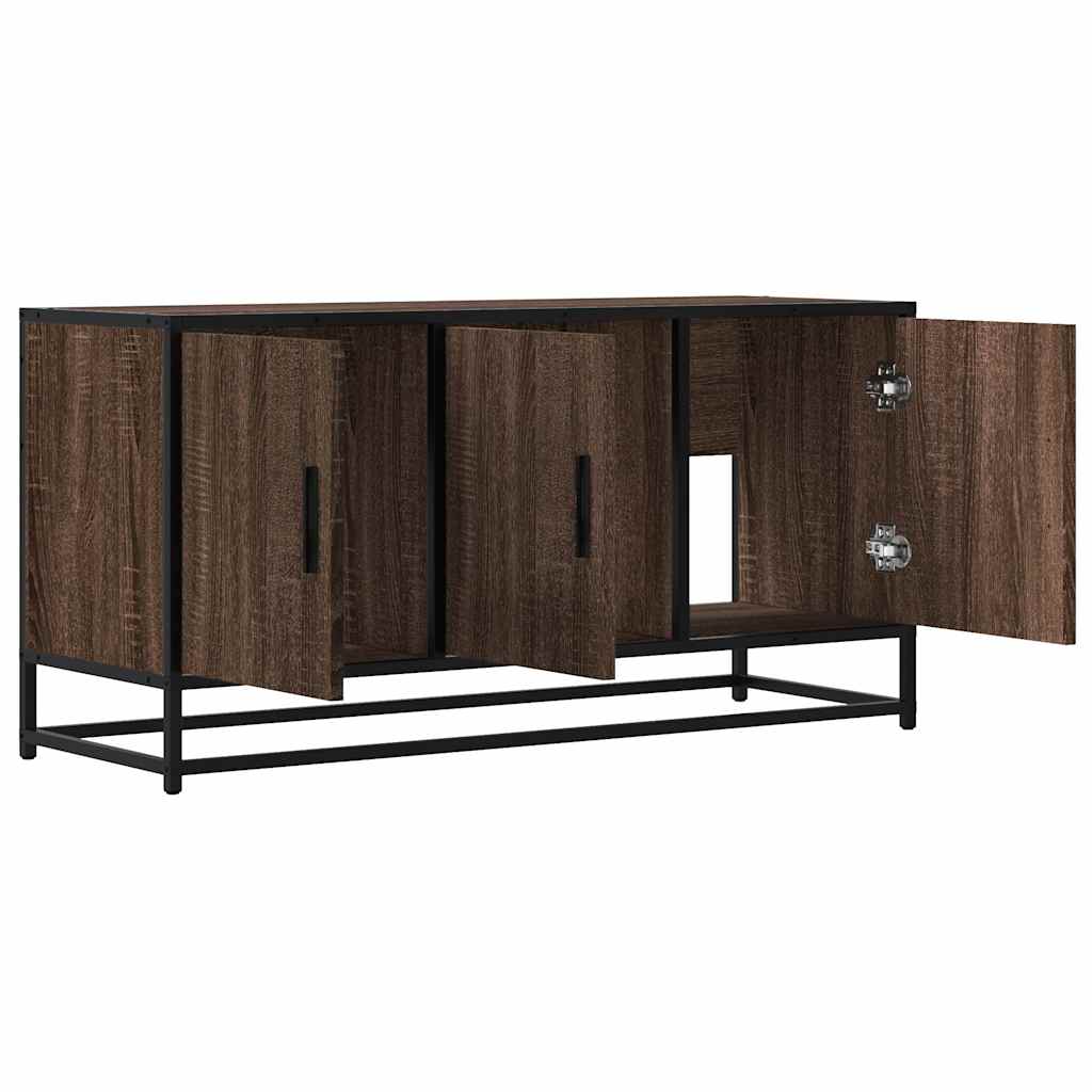 Meuble TV chêne marron 100x35x50 cm bois d'ingénierie et métal Meubles TV vidaXL   