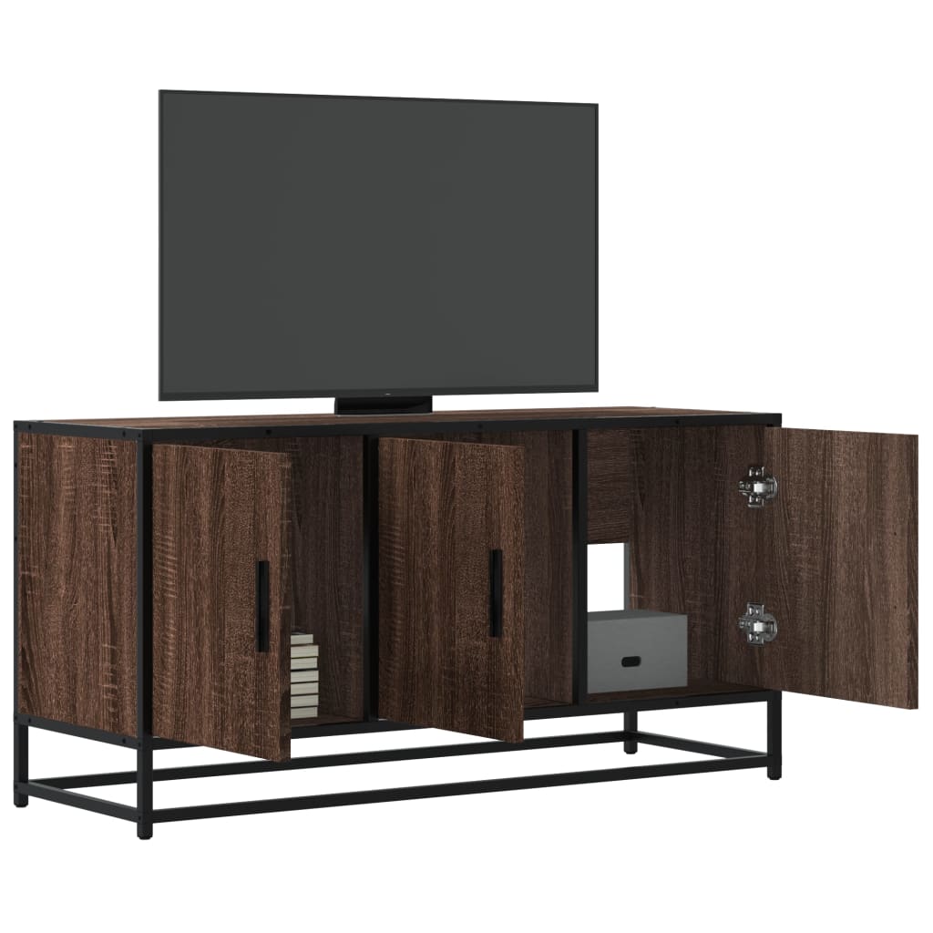 Meuble TV chêne marron 100x35x50 cm bois d'ingénierie et métal Meubles TV vidaXL   