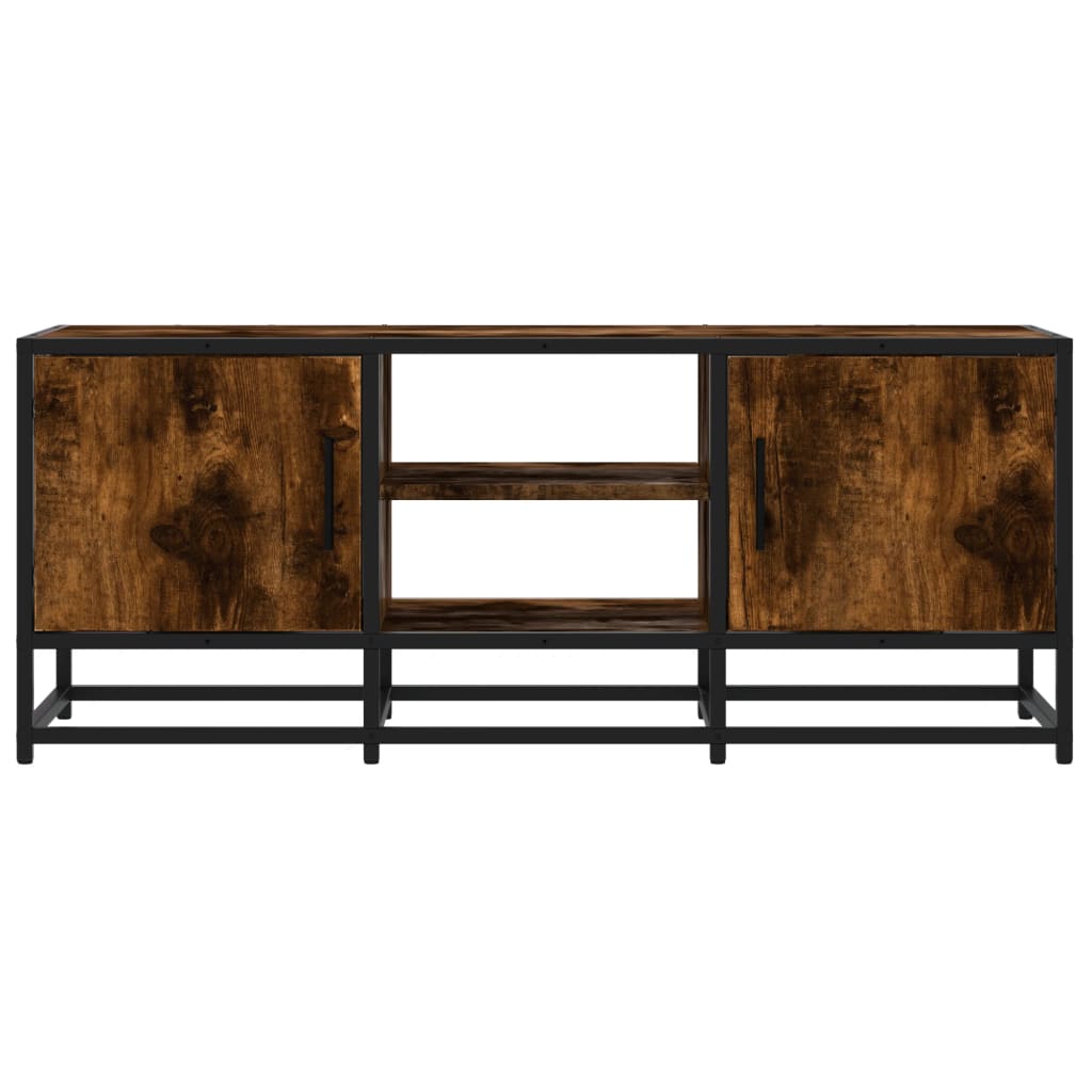 Meuble TV chêne fumé 100x35x41 cm bois d'ingénierie et métal - XIOS
