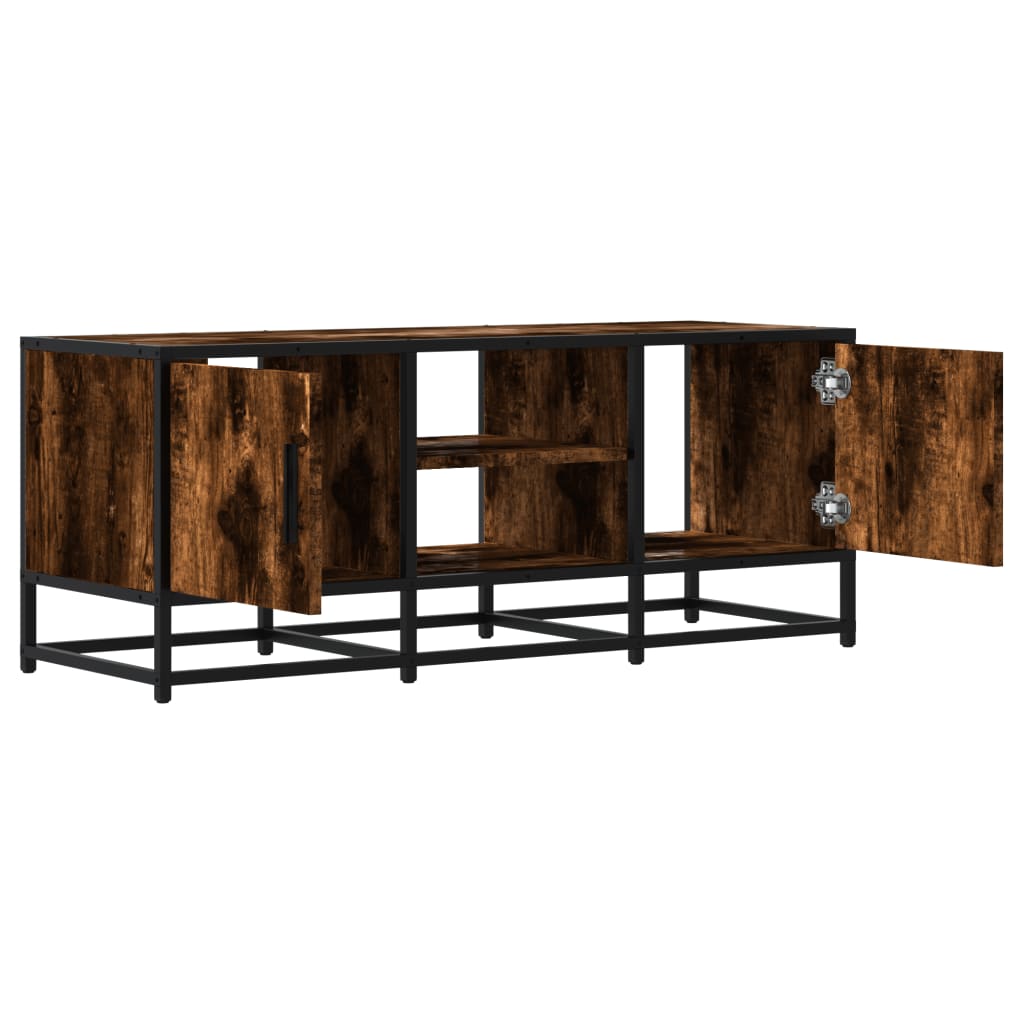 Meuble TV chêne fumé 100x35x41 cm bois d'ingénierie et métal - XIOS