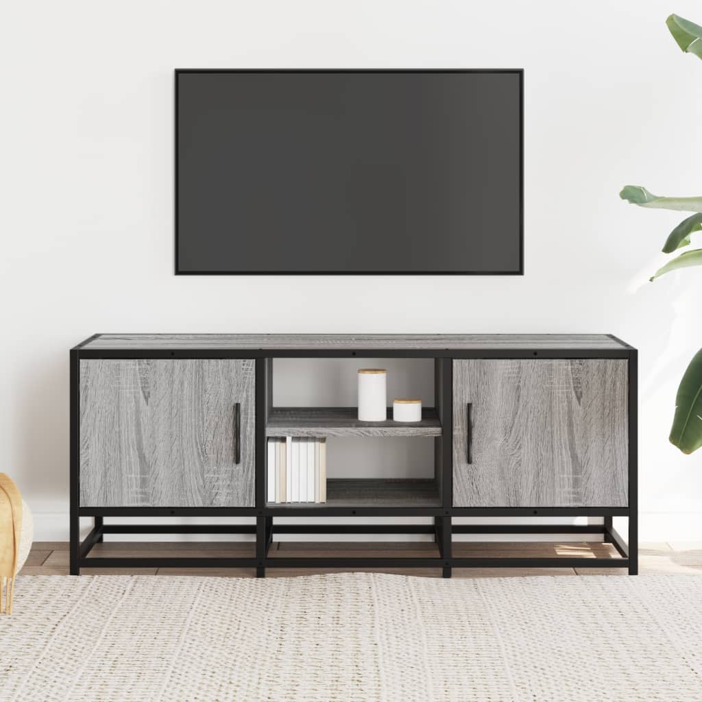 Meuble TV sonoma gris 100x35x41 cm bois d'ingénierie et métal - XIOS