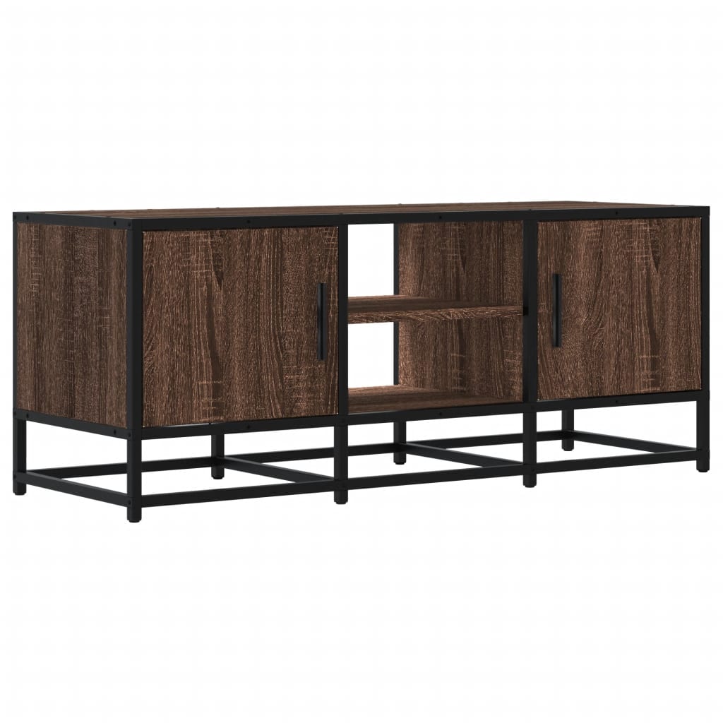 Meuble TV chêne marron 100x35x41 cm bois d'ingénierie et métal - XIOS