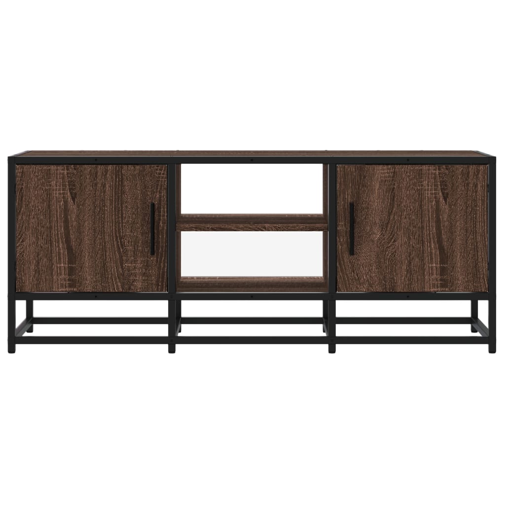 Meuble TV chêne marron 100x35x41 cm bois d'ingénierie et métal - XIOS