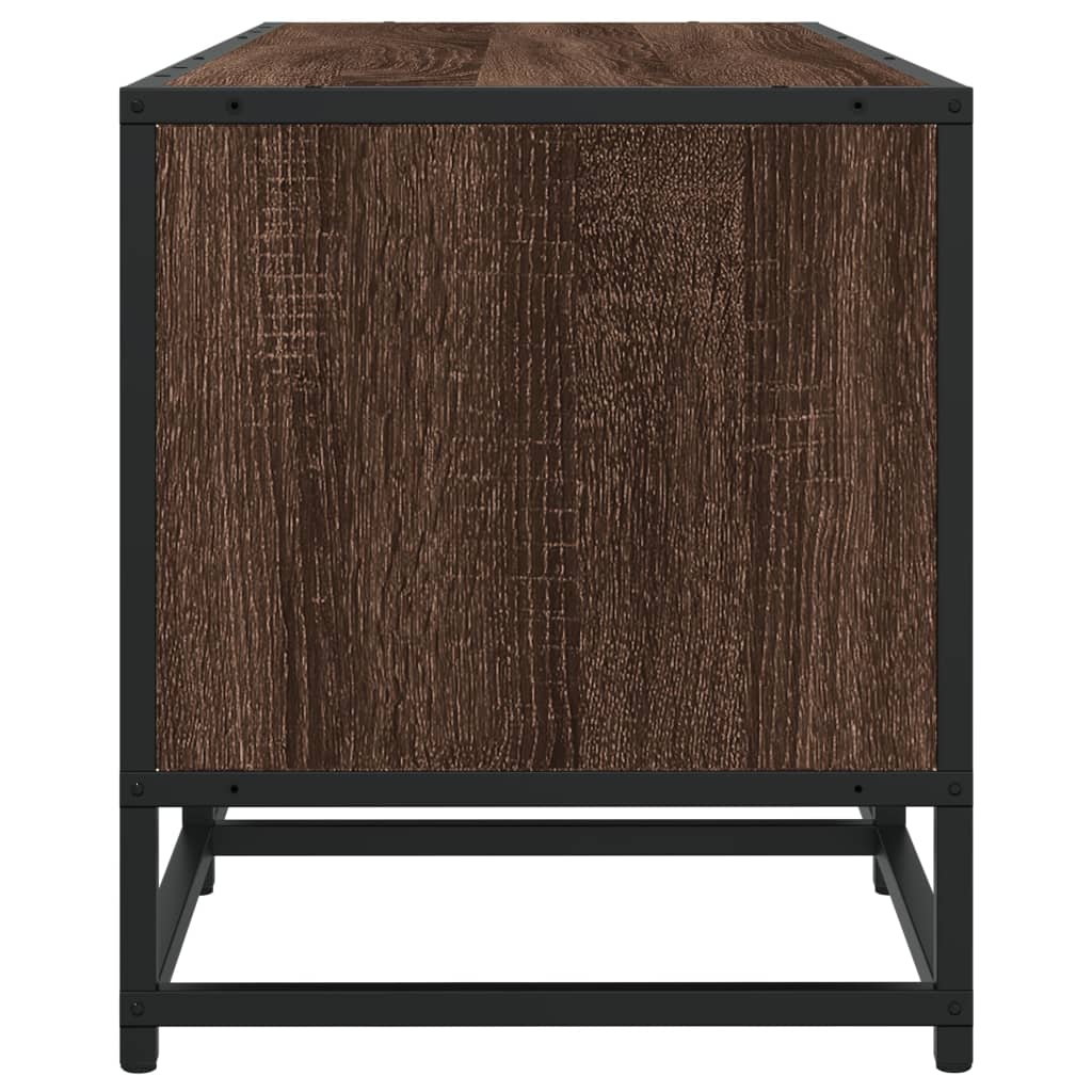 Meuble TV chêne marron 100x35x41 cm bois d'ingénierie et métal - XIOS