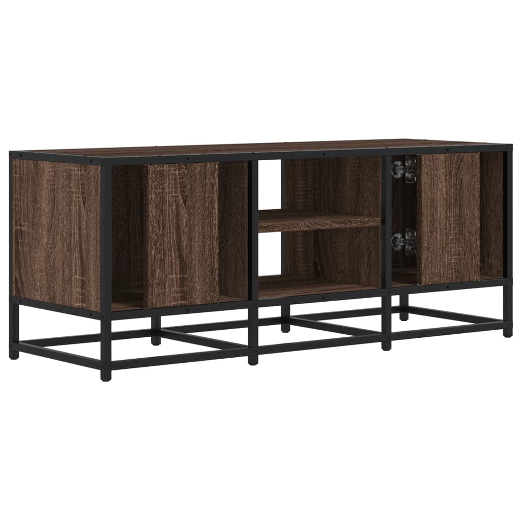 Meuble TV chêne marron 100x35x41 cm bois d'ingénierie et métal - XIOS