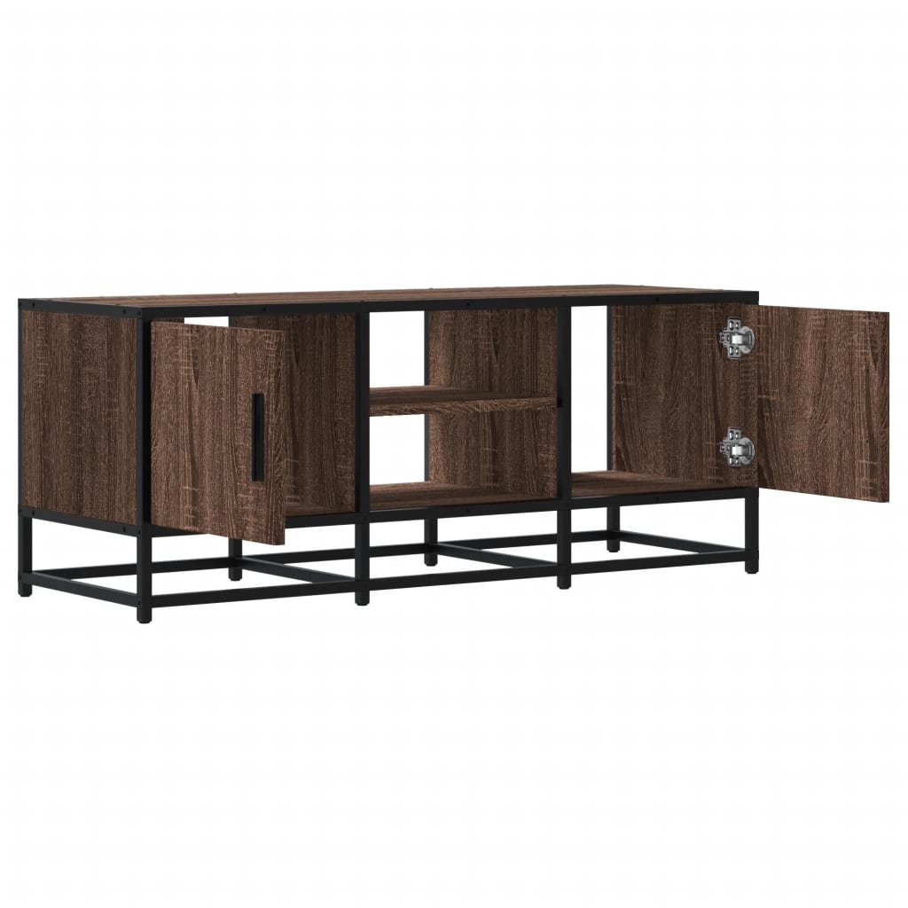 Meuble TV chêne marron 100x35x41 cm bois d'ingénierie et métal - XIOS