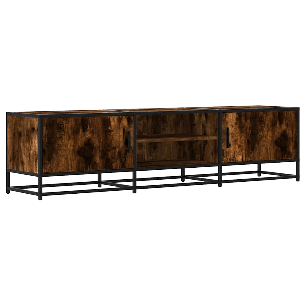 Meuble TV chêne fumé 160x35x41 cm bois d'ingénierie et métal - XIOS