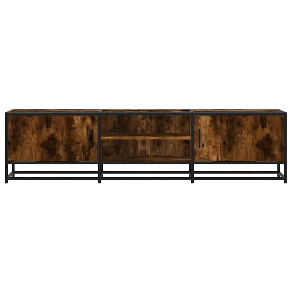 Meuble TV chêne fumé 160x35x41 cm bois d'ingénierie et métal - XIOS