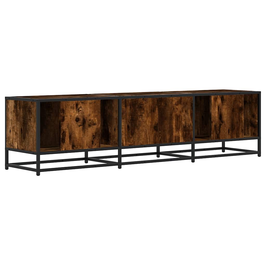 Meuble TV chêne fumé 160x35x41 cm bois d'ingénierie et métal - XIOS
