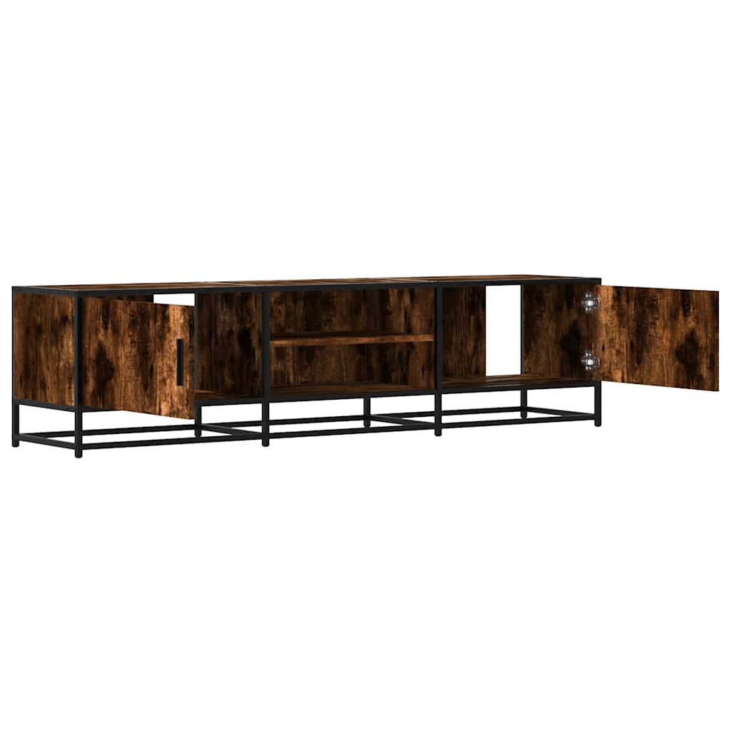 Meuble TV chêne fumé 160x35x41 cm bois d'ingénierie et métal - XIOS